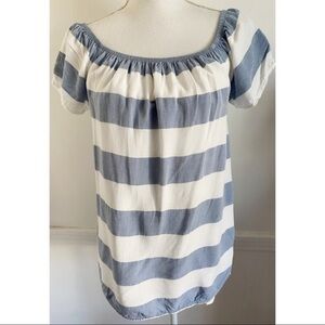 BB Dakota • Ivory Blue Striped Blouse